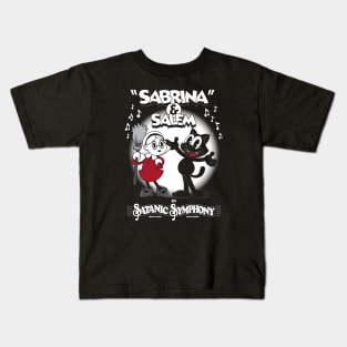 Vintage Cartoon Sabrina Witch and Black Cat Kids T-Shirt